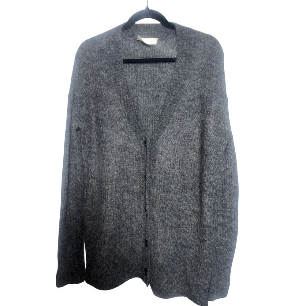 036 Everlane Alpaca Wool Blend Open Cardigan Sweater Gray